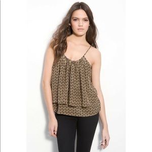 JOIE Layered Silk Owl Print Tank Top Size XS